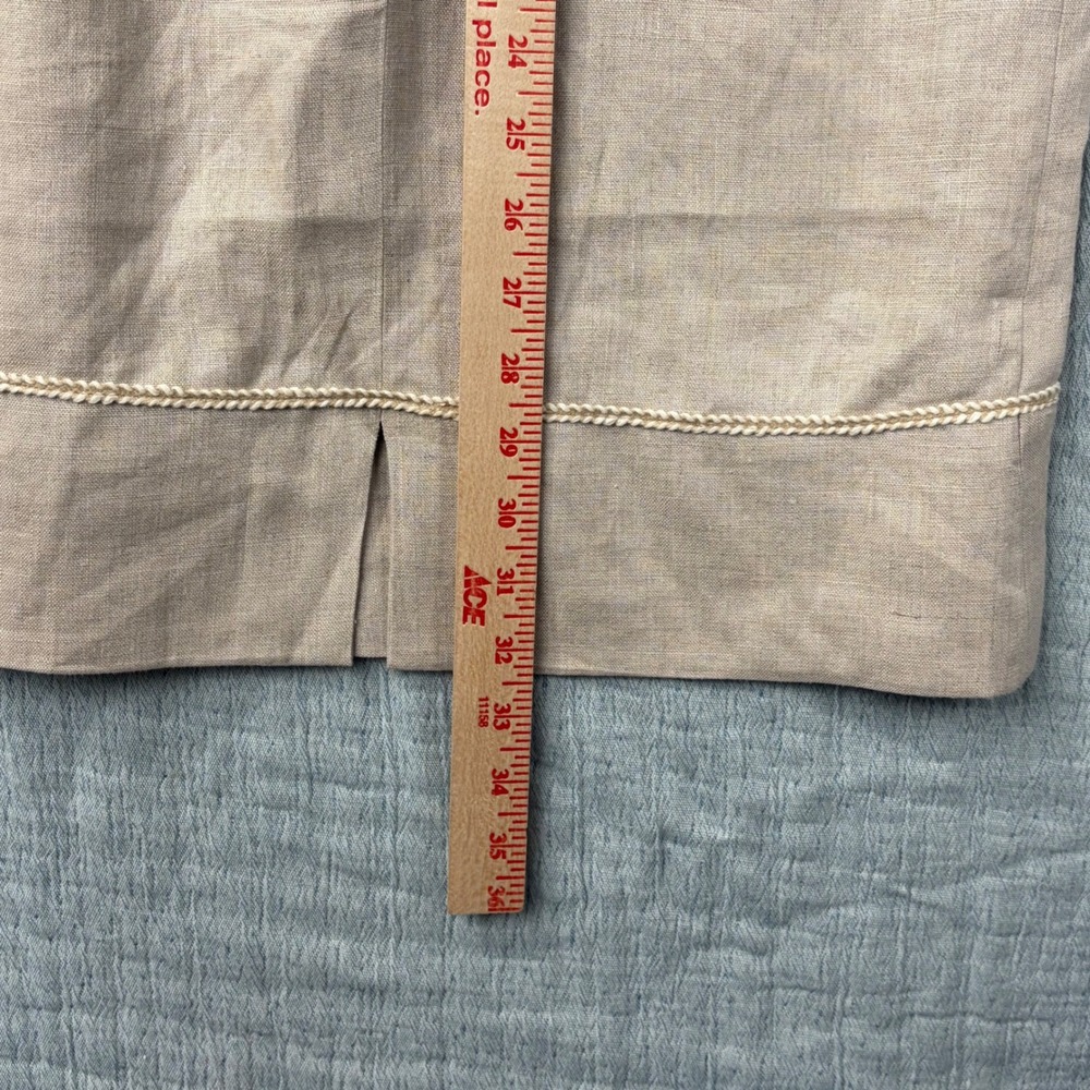 Elegant Linen‎ Blend Sleeveless Sheath Dress Pearl Trim Office Career - Picture 4 of 12